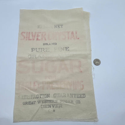 Vintage Sugar Sack - Silver Crystal Great Western Sugar Co Denver 15" TF5-3