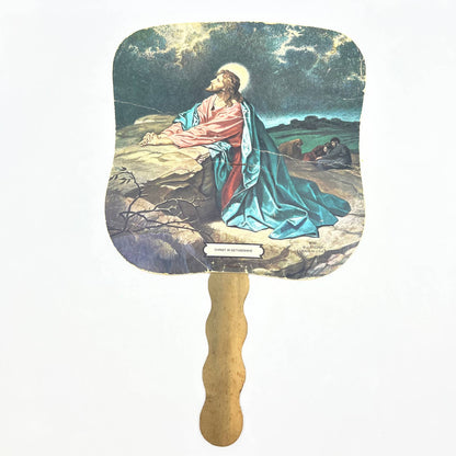 Vintage Advertising Fan Harlan Funeral Home Jesus in Gethsemane Harlan KY  FL3