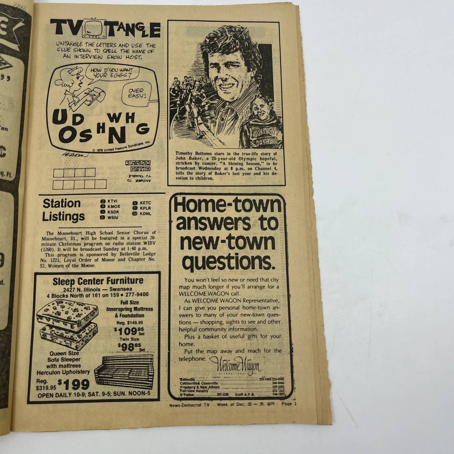 1979 Dec 23 Bellville IL News-Democrat TV Listings Magazine A Shining Season TG6