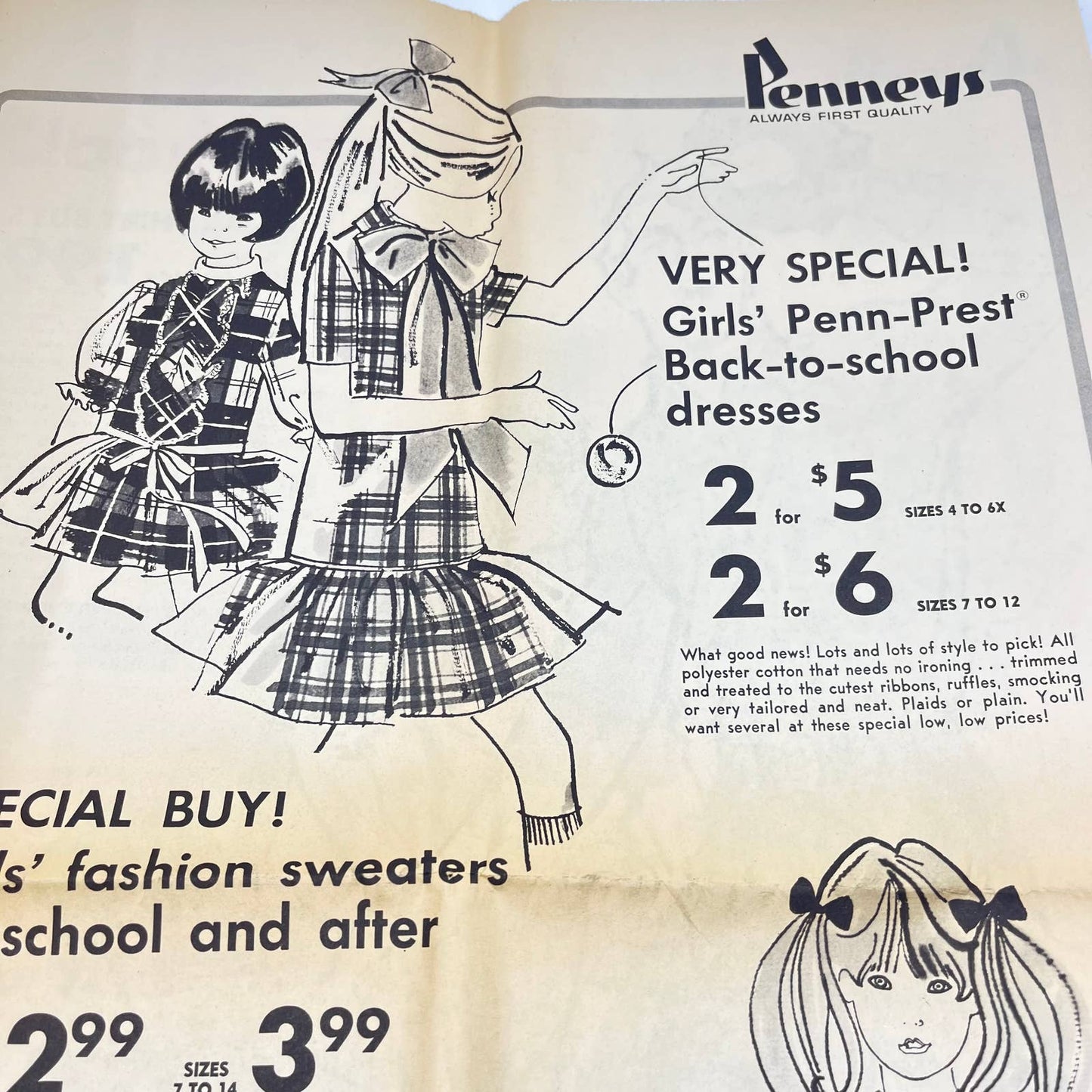 1969 Penney’s Back to School Bargain Days Sale Weekly Ad Marinette WI TF9