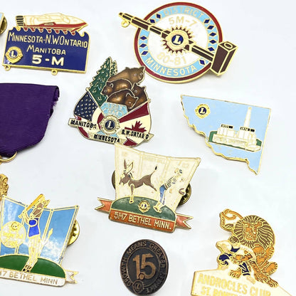1970s-80s Lion's Club Enamel Pin Pinback Button Lot of 16 Minnesota Area SD9