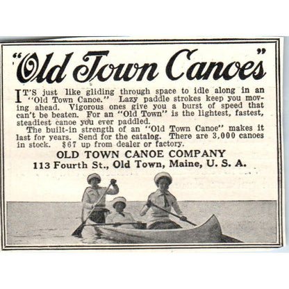 c1920 Harper's Magazine Ad - Old Town Canoe Company Maine EA3-2