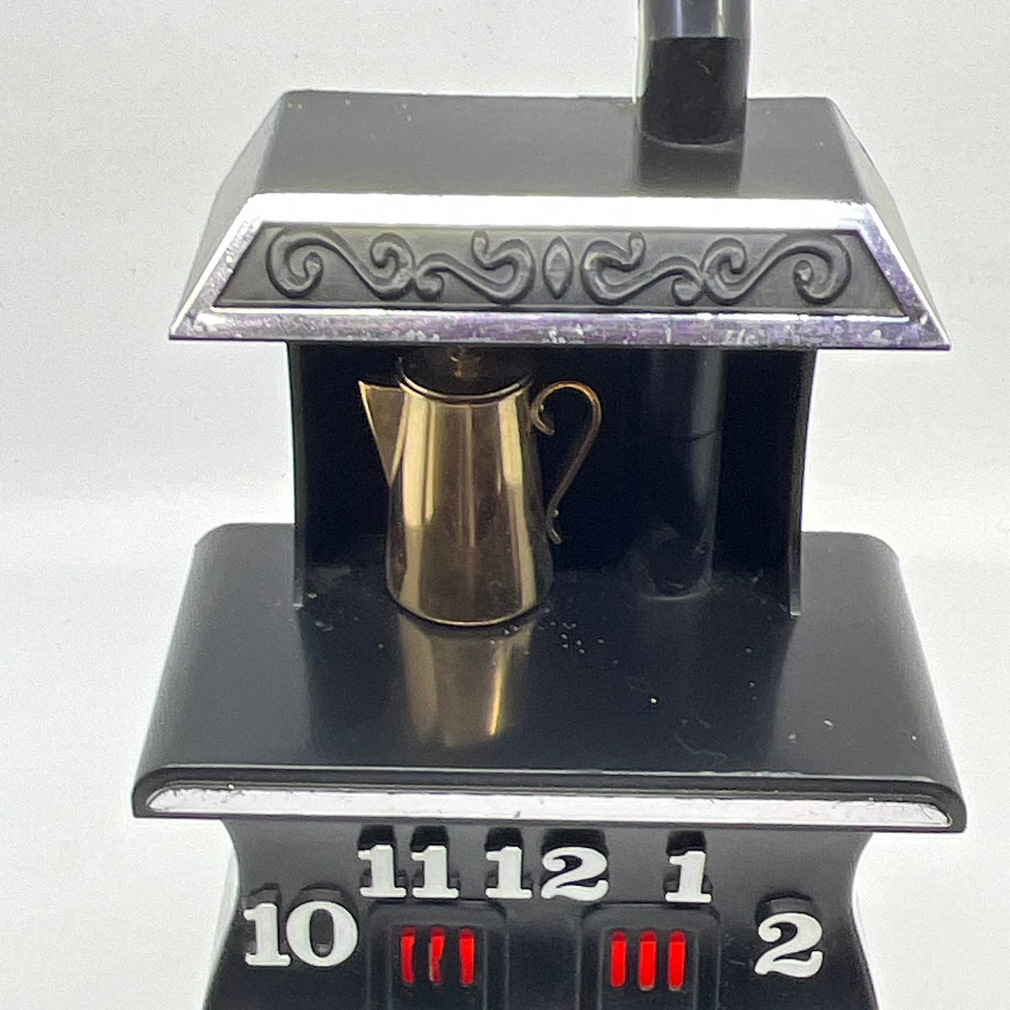 Vintage Spartus Black Pot Belly Stove Shaped Electric Plugin Clock FACE ONLY TH5
