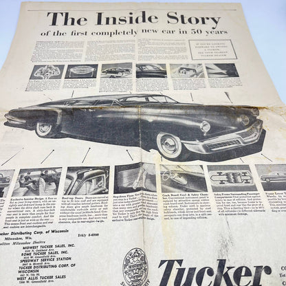 Rare Original Full Page Tucker Automobile Newspaper Ad Milwaukee WI TF9