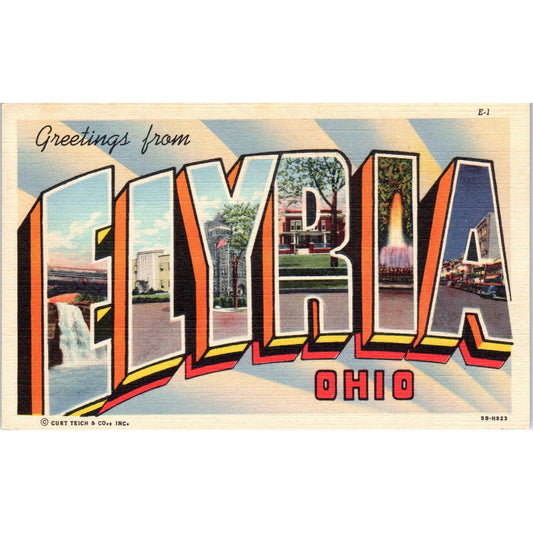 Vintage Postcard Greetings From Elyria OH TD8-O2