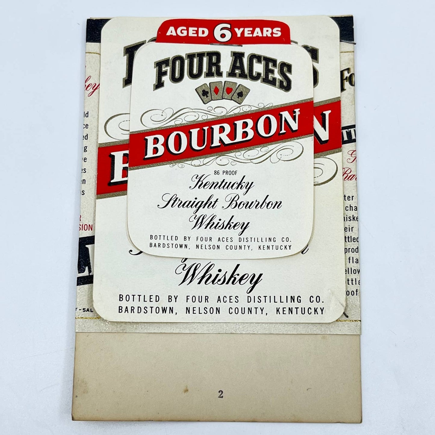 Four Aces Bourbon Whiskey Label Set of 4 Four Aces Distilling Co Bardstown KY