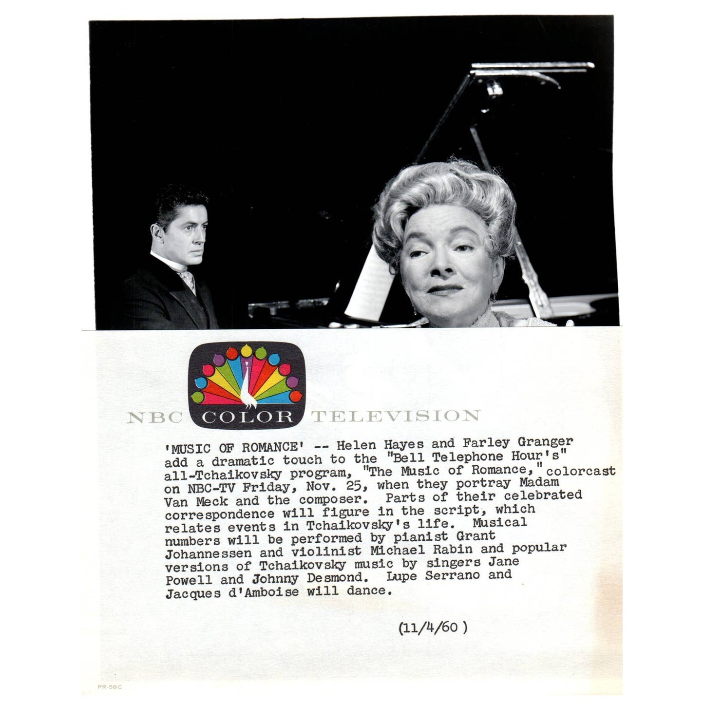 c1960 Press Photo Farley Granger Helen Hayes The Music of Romance NBC TJ7-2