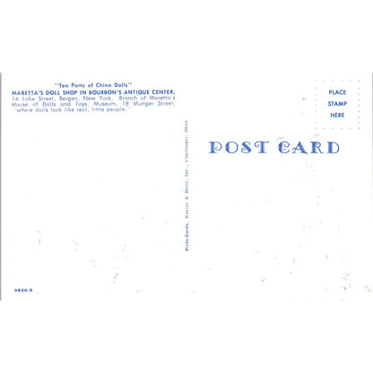 China Doll Tea Party Maretta's Doll Shop Bourbon's Antique Center Postcard PB9