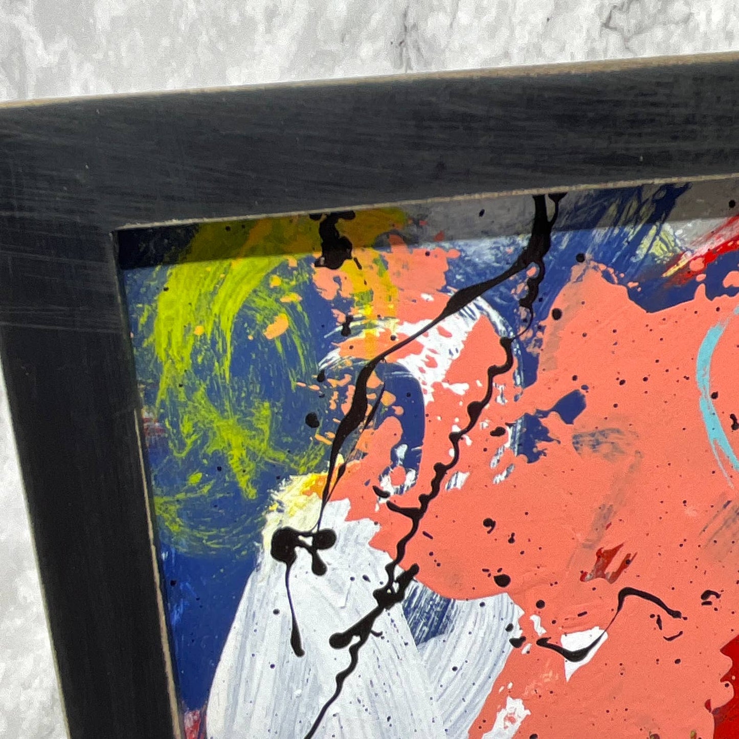 Framed Original Abstract Art Painting 6x8" Spanish Ceviche With COA TI6