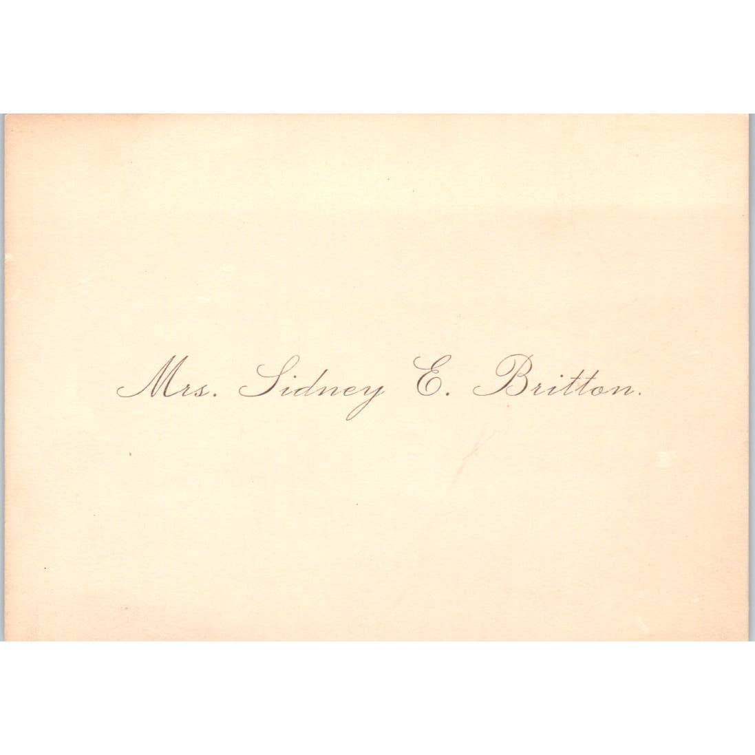 Mr. Sidney E. Britton c1880 Victorian Calling Card TK2-CC