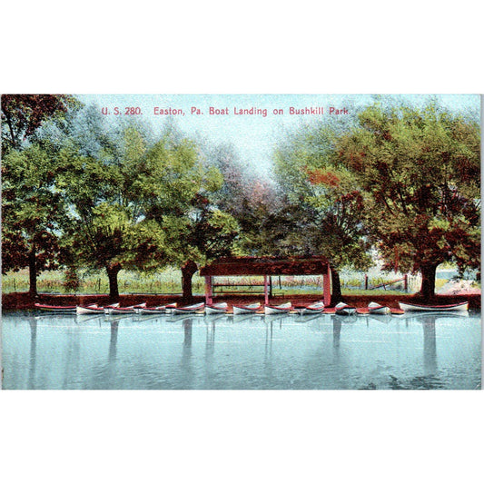 Antique Postcard US 280 Boat Landing on Bushkill Park Easton PA TD8-P2