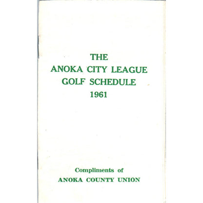 1961 Anoka Minnesota City League Golf Schedule Booklet EA3