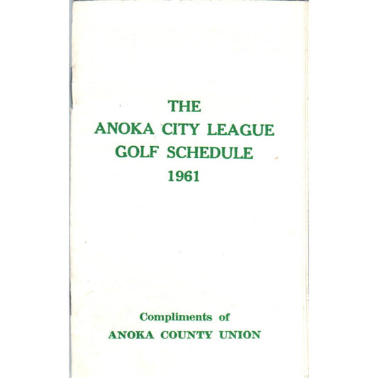 1961 Anoka Minnesota City League Golf Schedule Booklet EA3