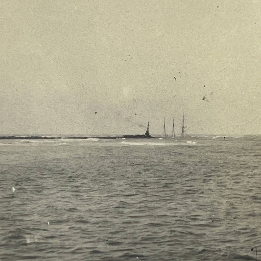 1903 Original Sepia Photograph Wreck of Schooner Jetties Coatzacolos Mexico AC7