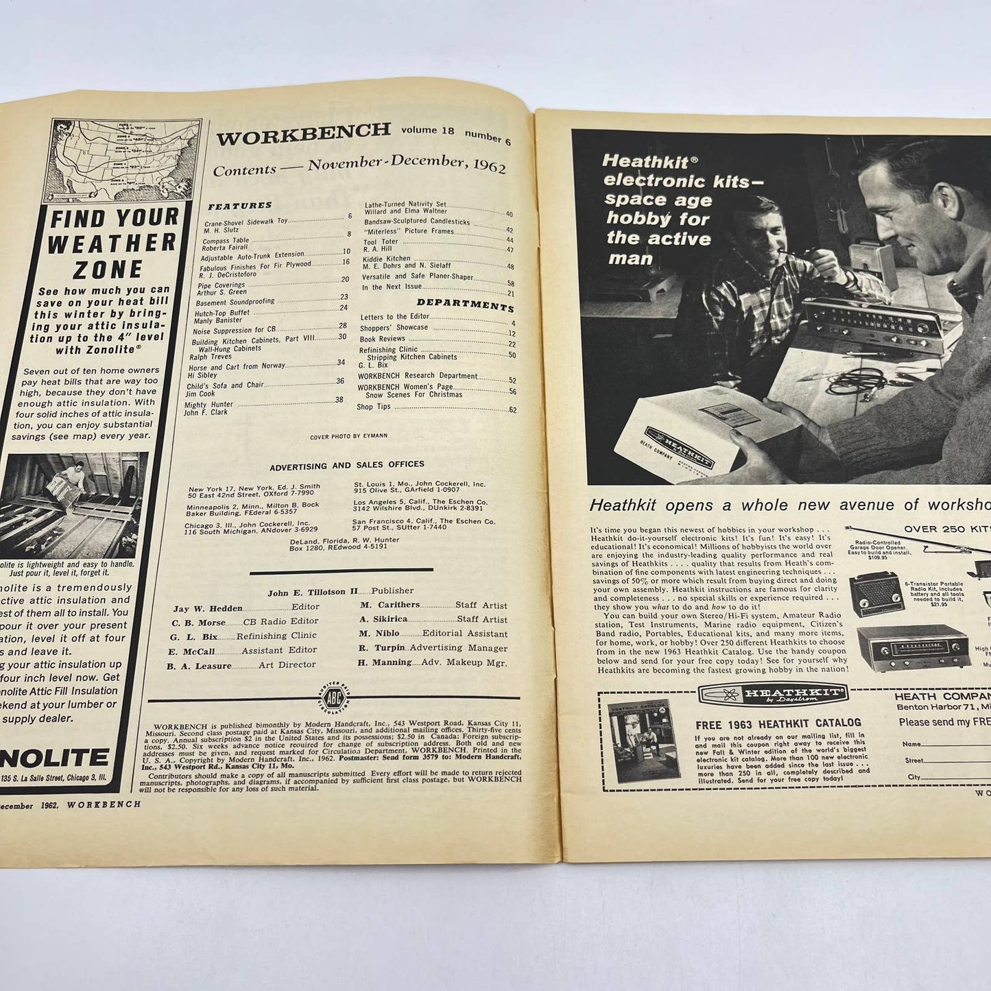 1962 Nov-Dec Workbench Magazine MCM Furniture Fir Plywood Finishes TF9