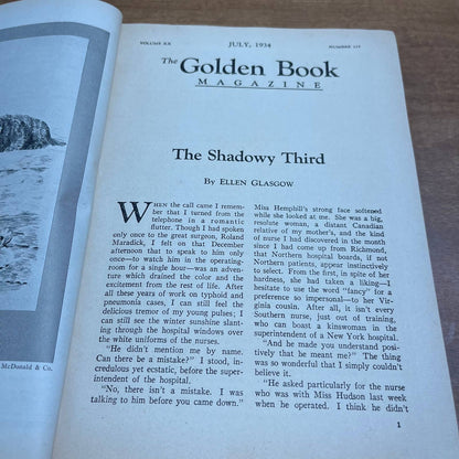 July 1934 Golden Book Magazine The Shadowy Third Ellen Glasgow Keller Yeates TH8