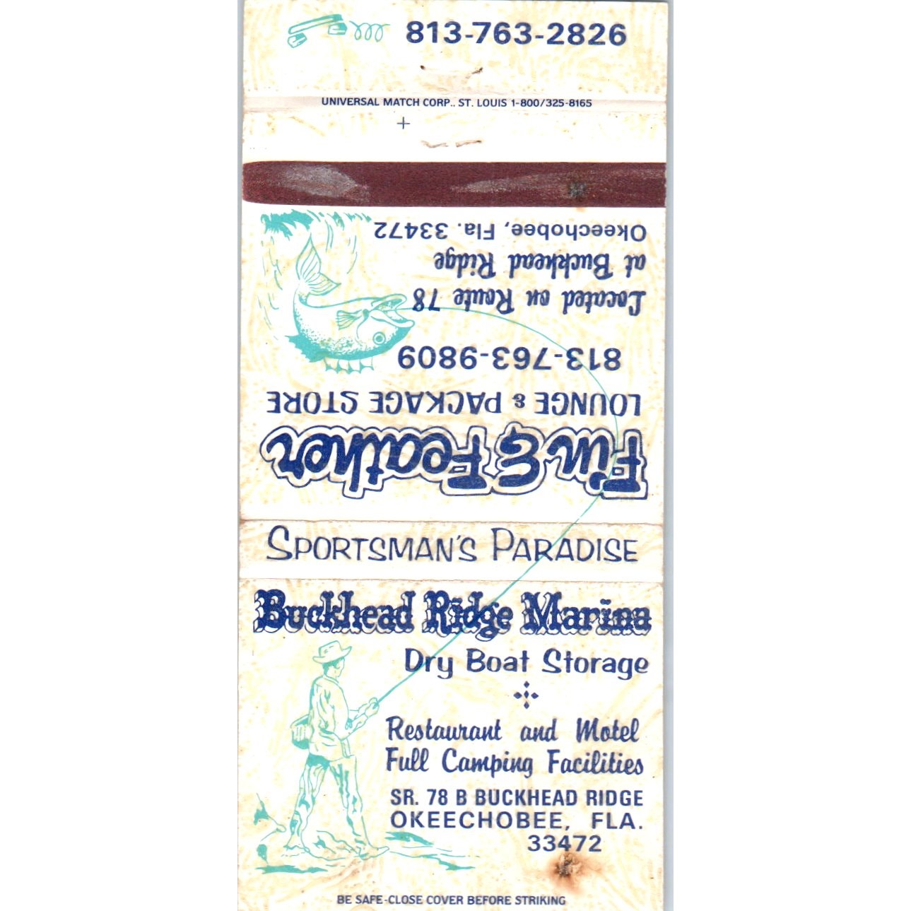 Buckhead Ridge Marina Okeechobee FL Advertising Matchbook Cover MM10-3