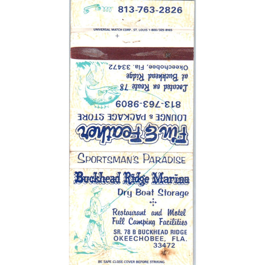Buckhead Ridge Marina Okeechobee FL Advertising Matchbook Cover MM10-3