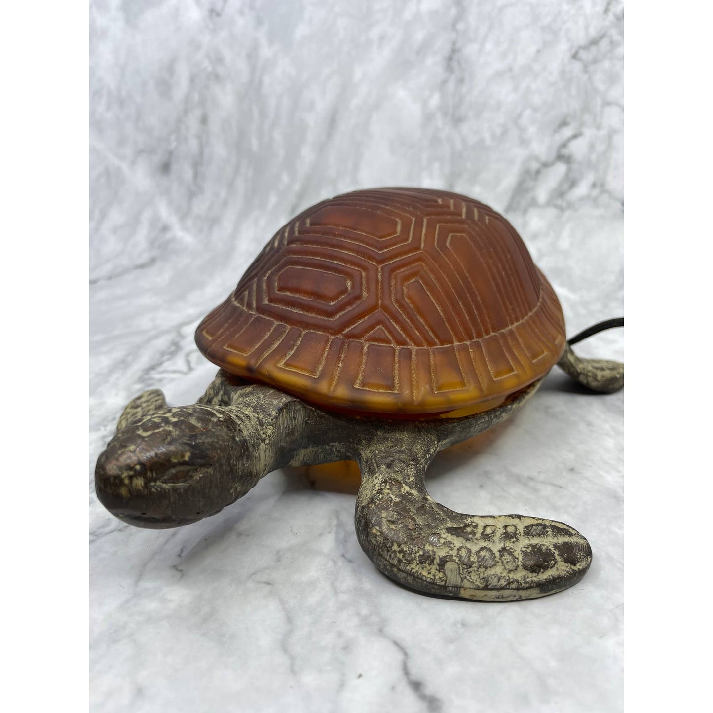 Vintage Ying Long Tortoise Sea Turtle Desk Lamp - Glass/ Cast Iron - WORKS TB5