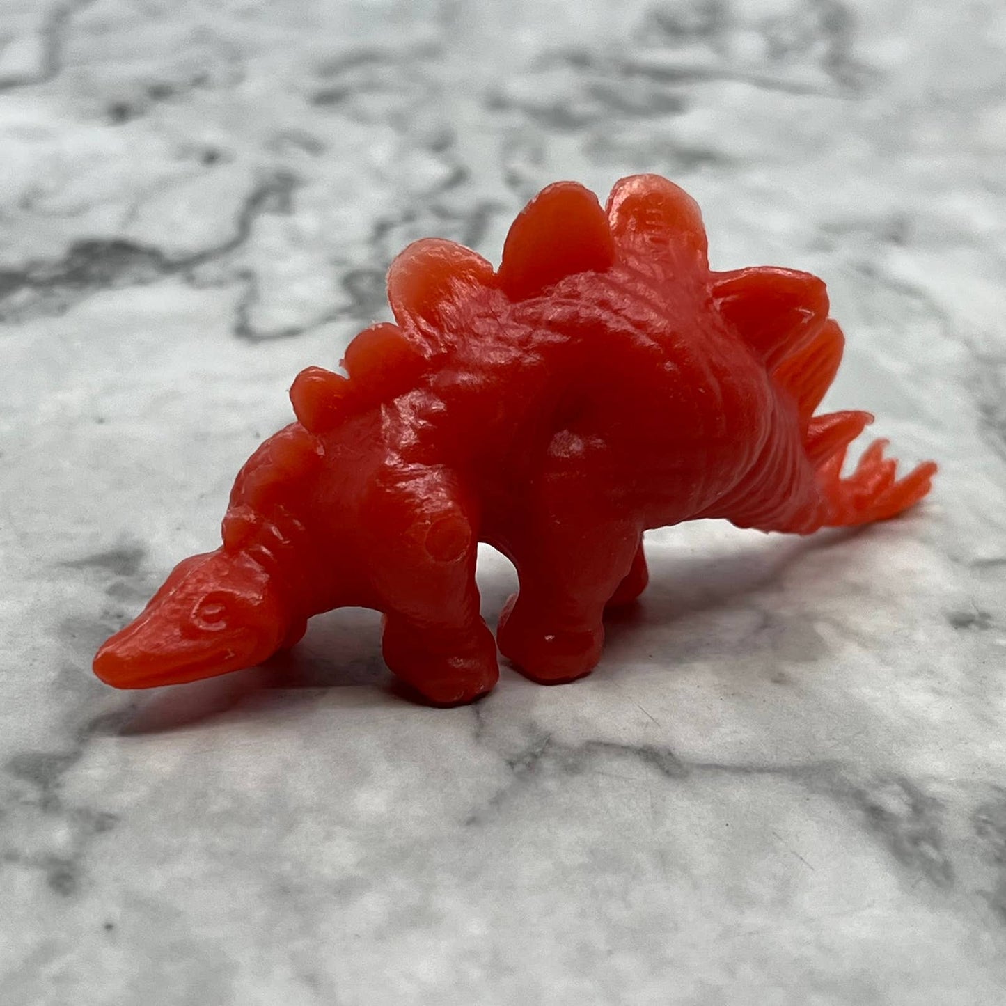 Toy Street Marx Stegosaurus Prehistoric RED Hard Plastic Dinosaur 3.5" SE6
