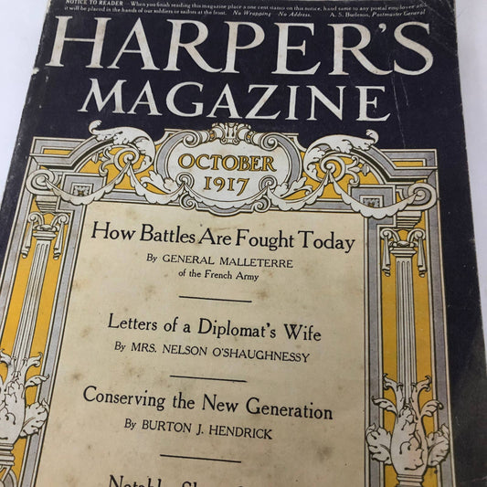 October 1917 Harper's Magazine How Battles are Fought Many Ads World War I