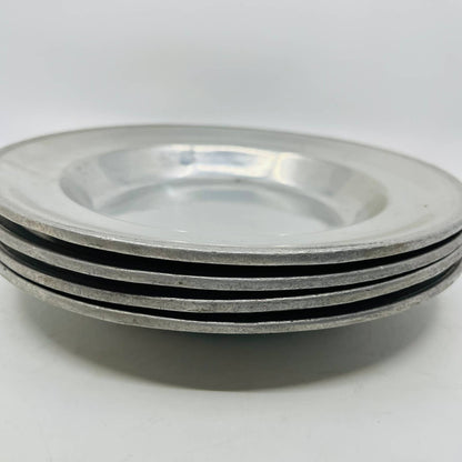 Set 4 York Metalcrafters Colonial Pewter Shallow Soup Salad Bowl Plates 9” TC9