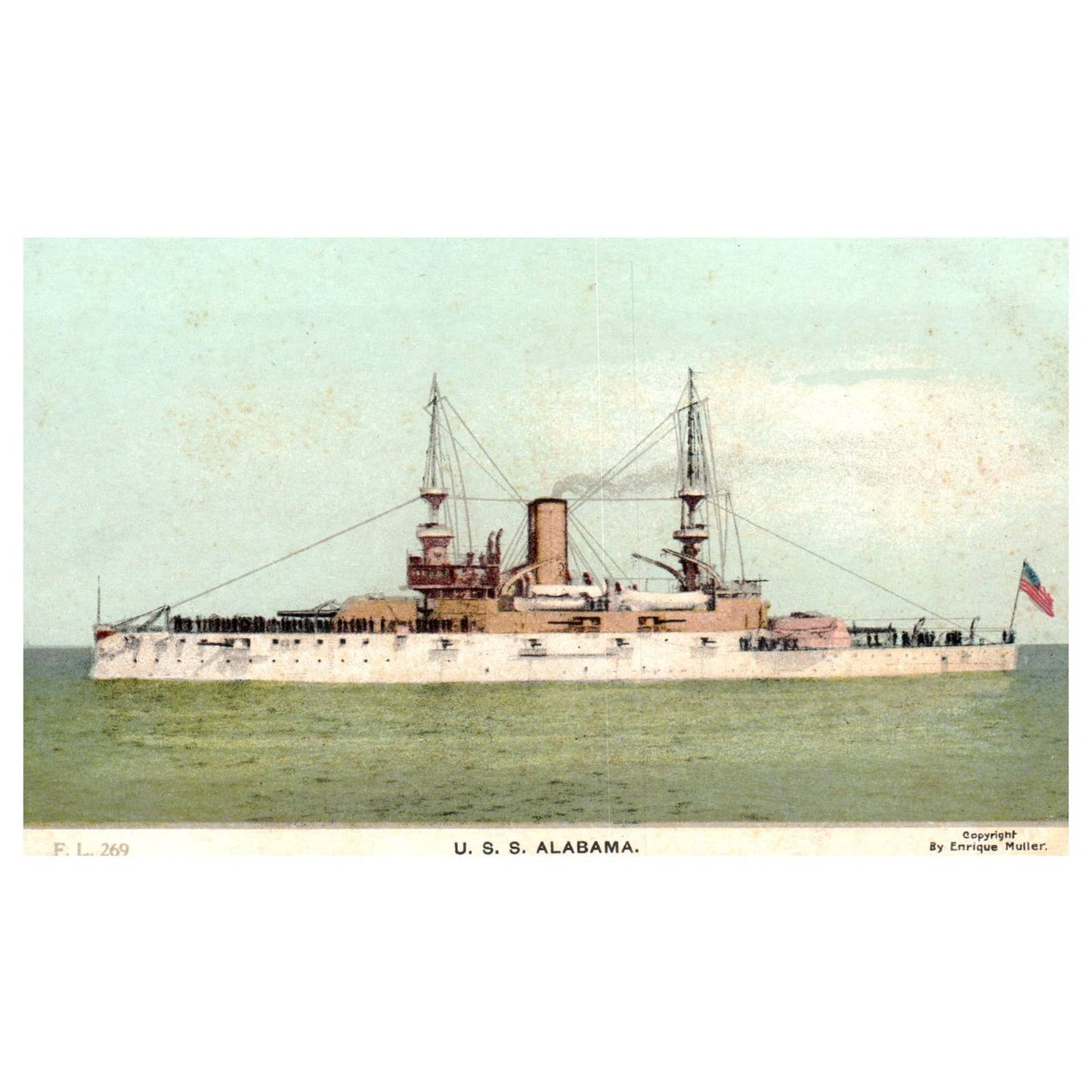 USS Alabama Battleship - Original Postcard TJ8-5