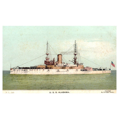 USS Alabama Battleship - Original Postcard TJ8-5