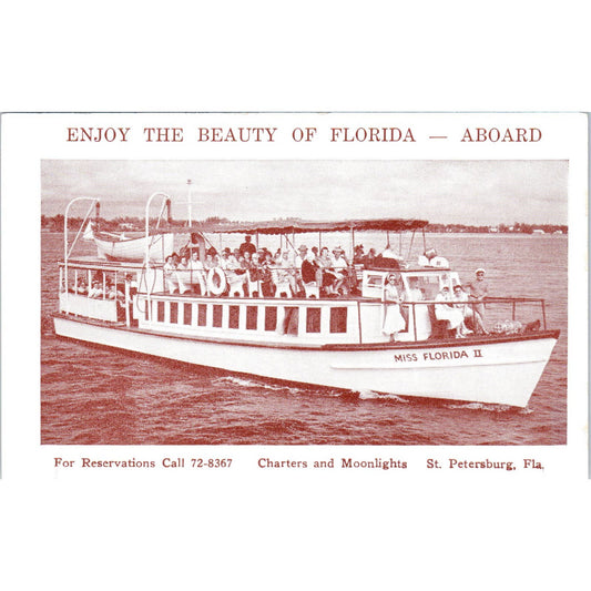 Cruise on Miss Florida II St Petersburg Florida Original Advertising Card TK1-20