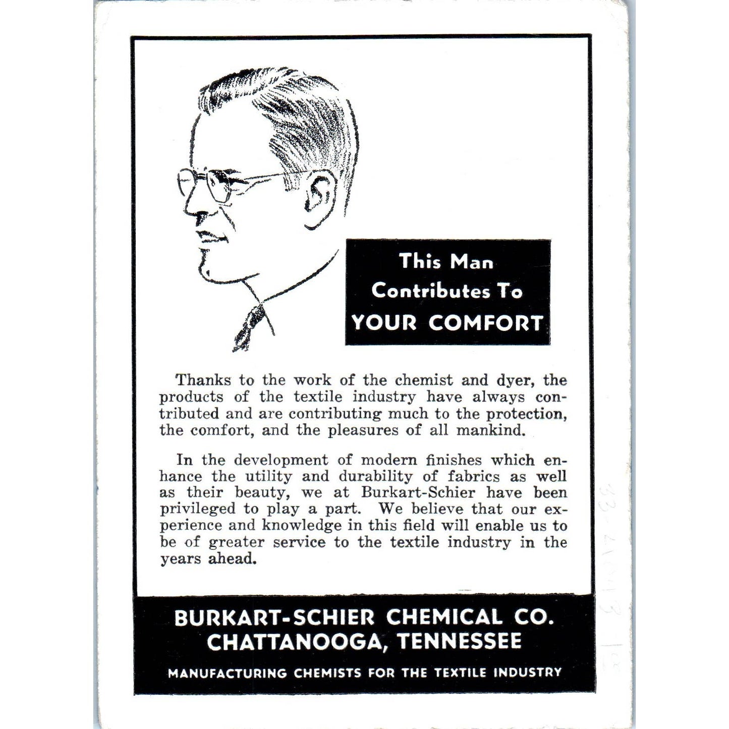 Vintage Blotter Card -Burkart-Schier Chemical Co Chattanooga TN SE3-3