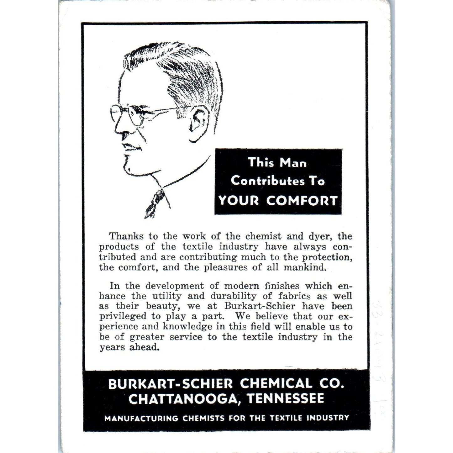 Vintage Blotter Card -Burkart-Schier Chemical Co Chattanooga TN AE6-SF1