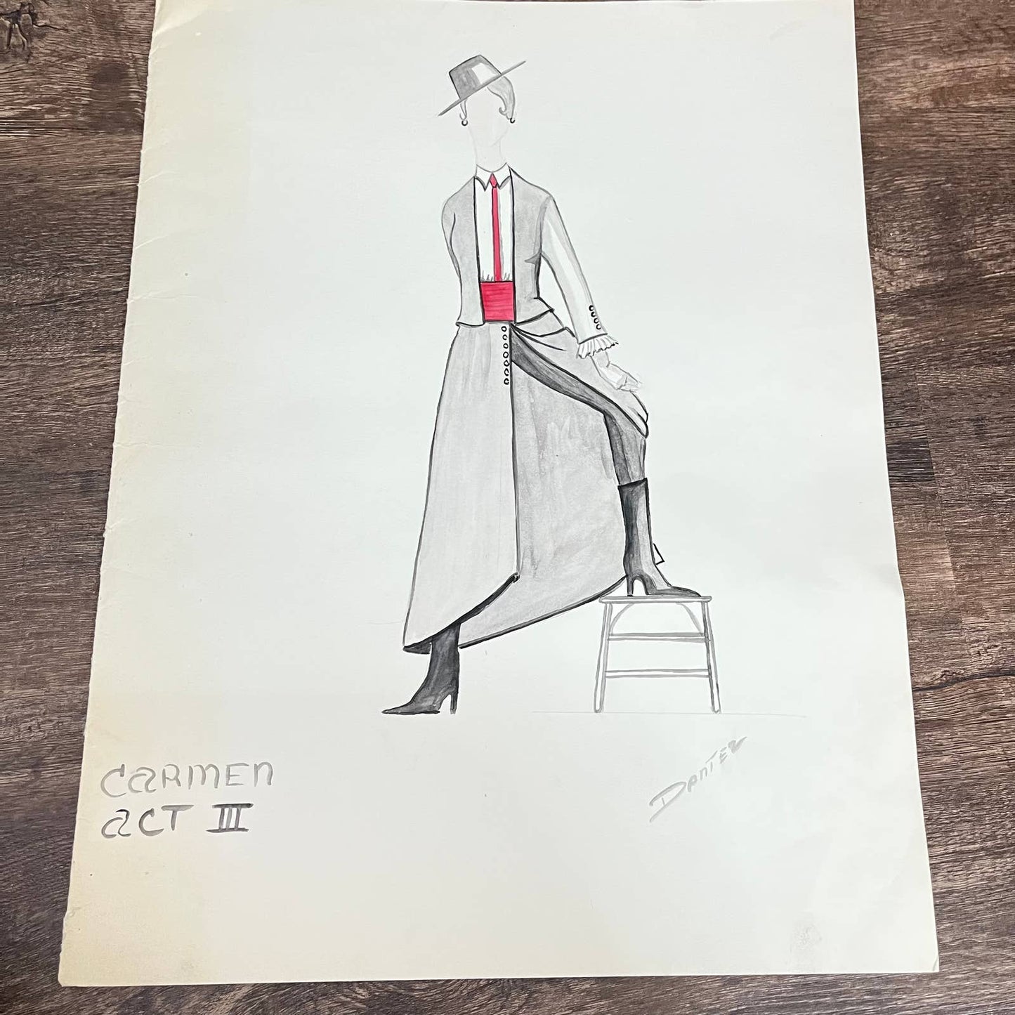 1960s Original LARGE Fashion Flamenco Illustrations By Edmund Dantez FL1