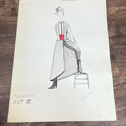 1960s Original LARGE Fashion Flamenco Illustrations By Edmund Dantez FL1