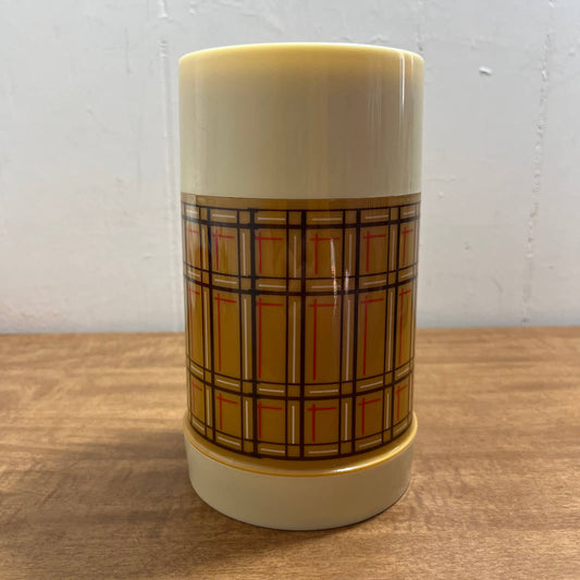 Retro 1970s Brown Plaid Aladdin Best Buy Thermos Model 44 Stopper Pint TA1