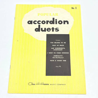 1950s POPULAR Accordian Duets # 3 Chas. H. Hansen Music Corp. TG4