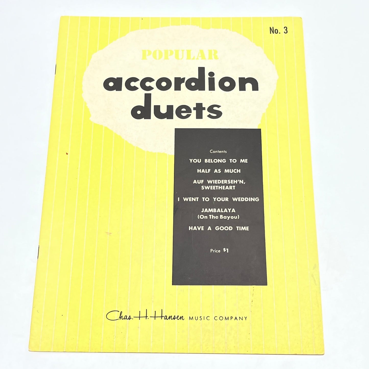 1950s POPULAR Accordian Duets # 3 Chas. H. Hansen Music Corp. V37-3