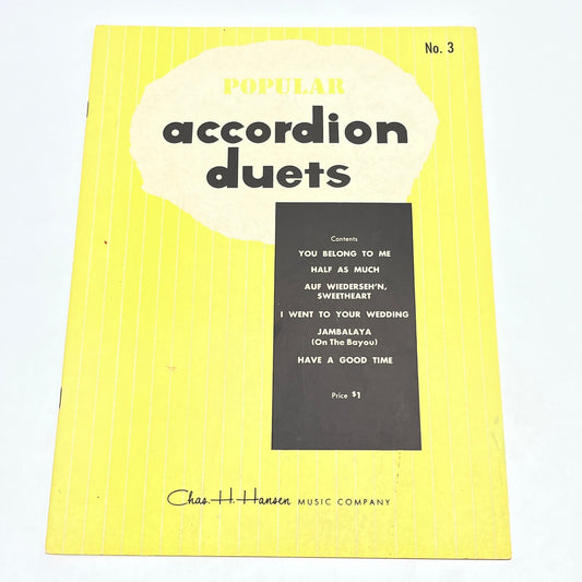1950s POPULAR Accordian Duets # 3 Chas. H. Hansen Music Corp. V37-3