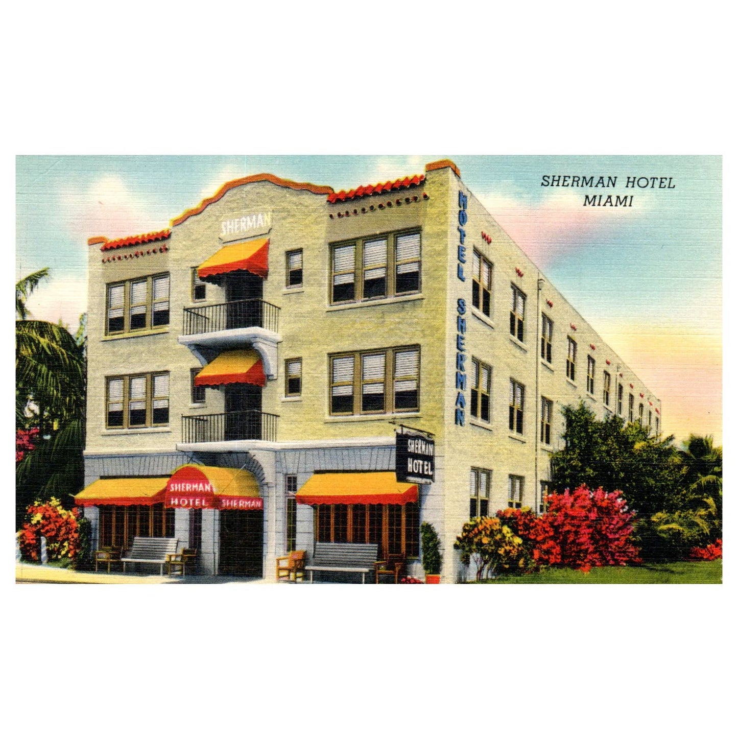 The Sherman Hotel Miami Florida - Postcard TJ8-1