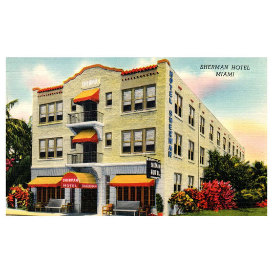 The Sherman Hotel Miami Florida - Postcard TJ8-1