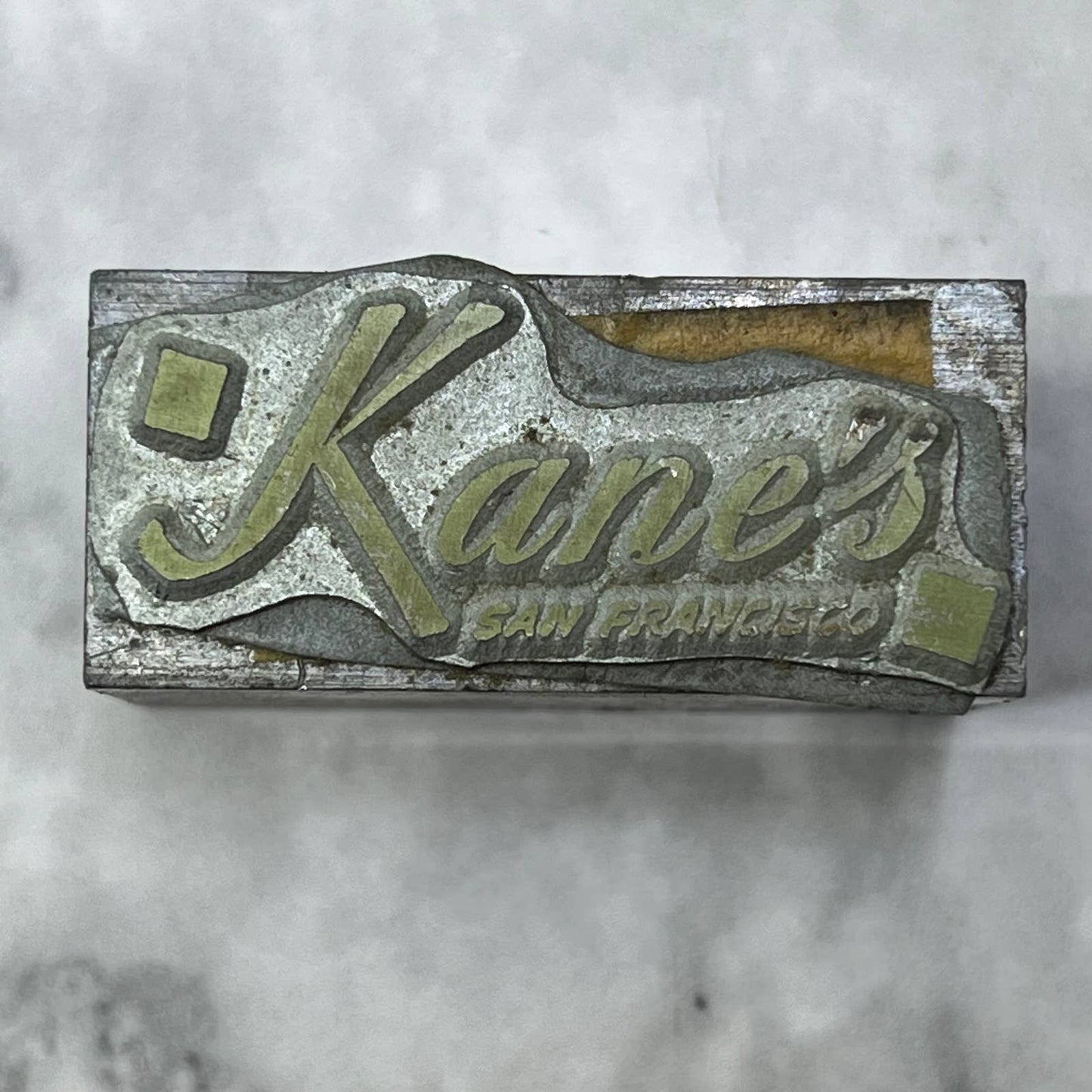 Vintage Printing Letterpress Printers Block Plate Kane’s San Francisco TJ518