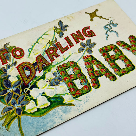 1910s Post Card Embossed Dresden To Darling Baby Lily of the Valley Floral PA6