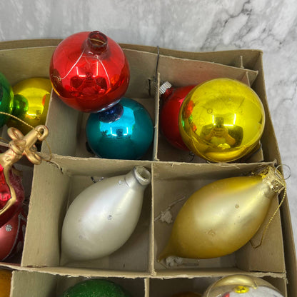 Shiny Brite and Other 18 Vintage Mercury Glass Ornaments With Original Box