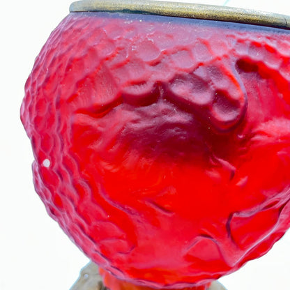 Antique Red Satin Glass and Brass Gone With the Wind Lamp Base LB1