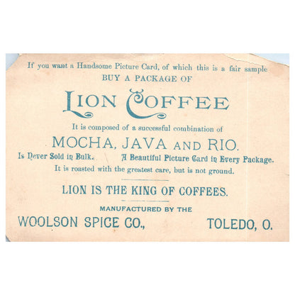 Lion Coffee Winter Sailboat Scene - 1880s Victorian Trade Card TJ8-3