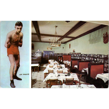Vintage Postcard Boxer Lew Tendler at His Restaurant Philadelphia PA TD8-P2