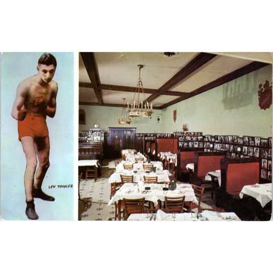 Vintage Postcard Boxer Lew Tendler at His Restaurant Philadelphia PA TD8-P2