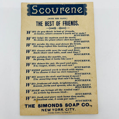 1880s Victorian Trade Card Simonds Soap New York NY Girl & Kittens AH9-M8