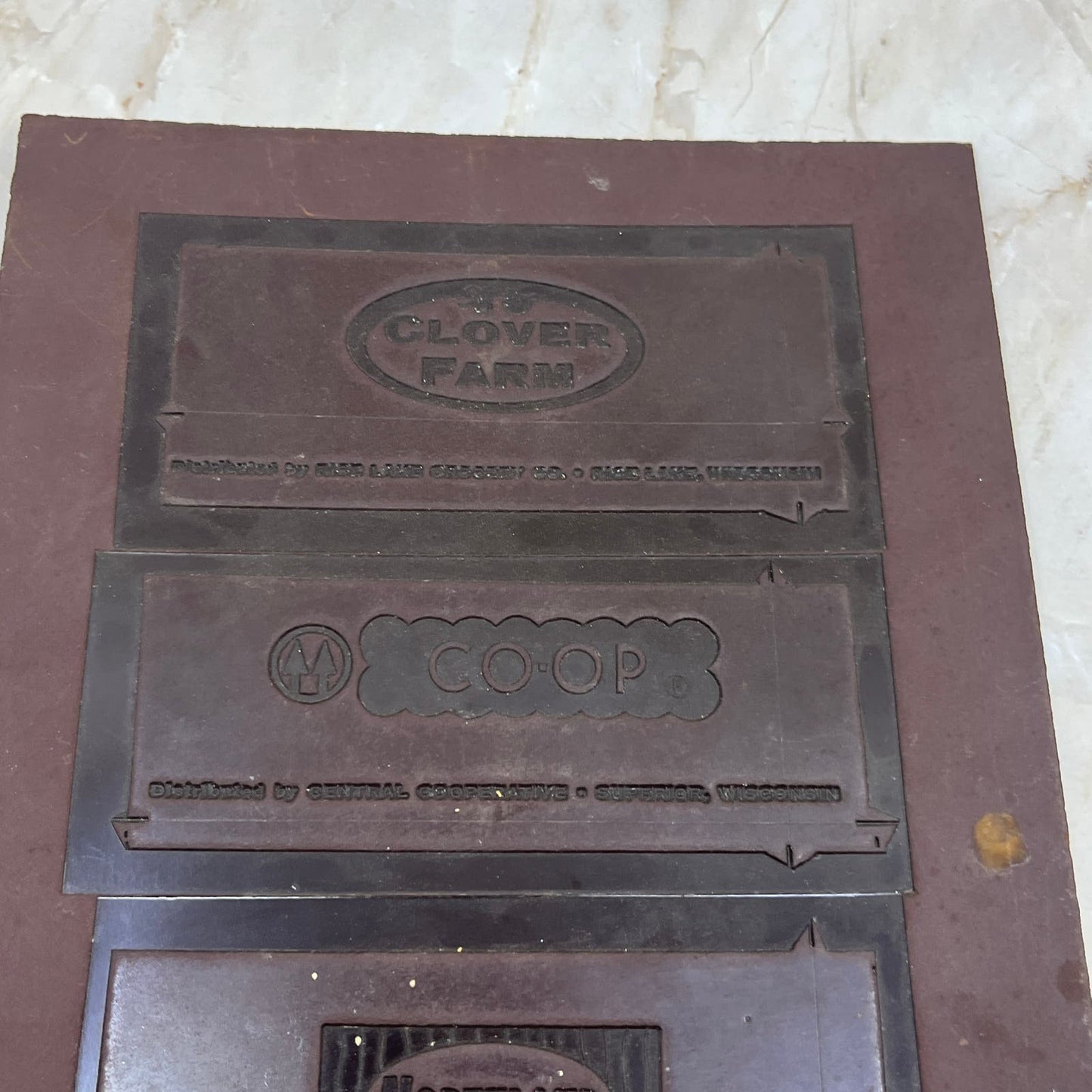 Vintage Newspaper Ad Printing Plate Flong Superior, Rice lake WI Norway MI TC9-4
