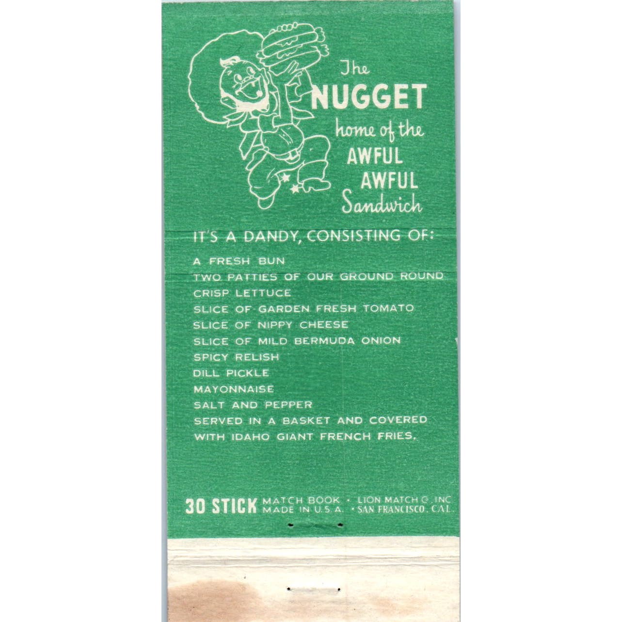 Jim Kelley's Nugget Reno NV Advertising Matchbook Cover SB3-M7