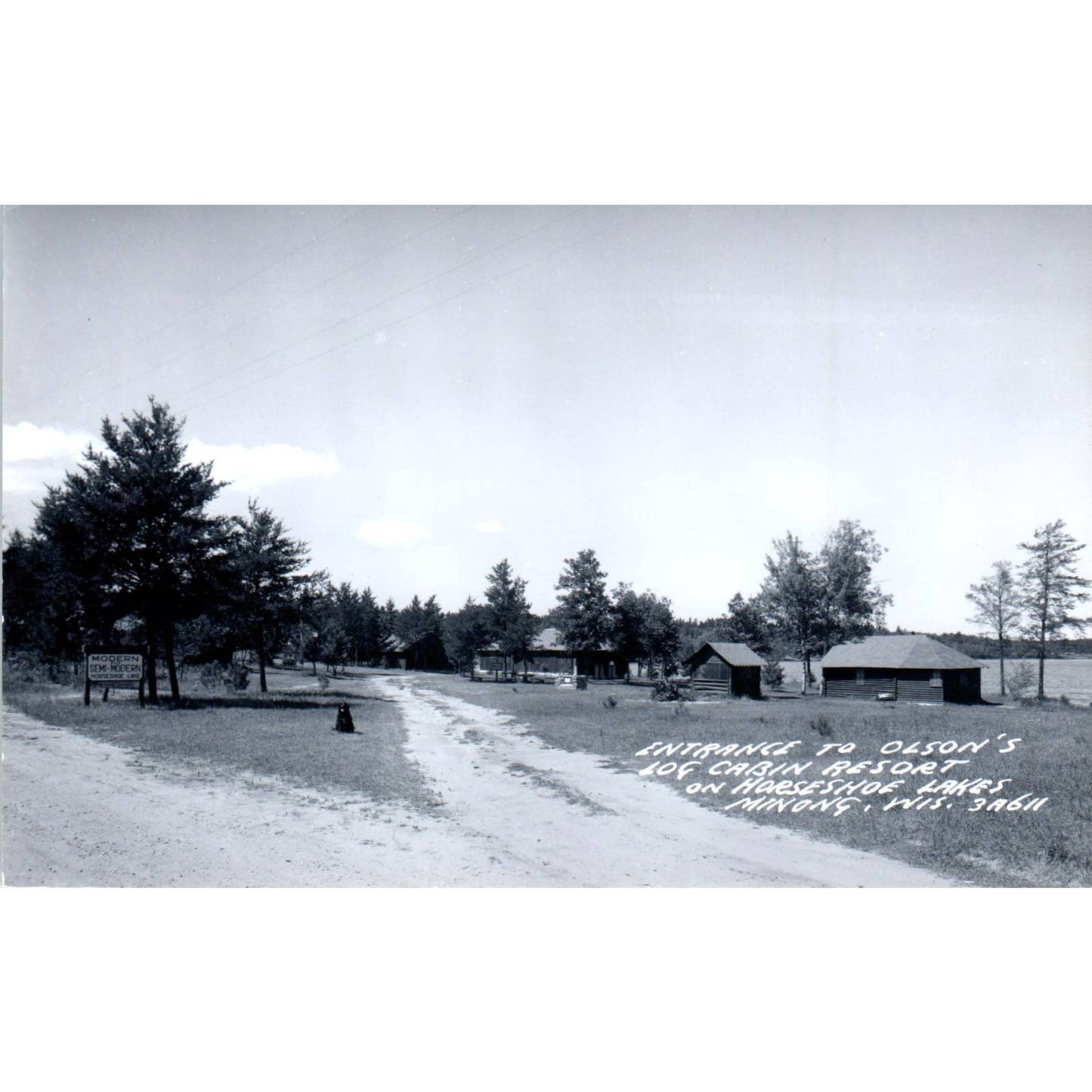 Olson's Resort Horseshoe Lakes Minong Entrance Wisconsin RPPC Postcard TJ9-P3